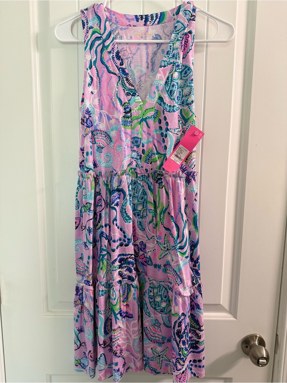 Lily Pulitzer Sleeveless Lorina V neck Lilac Freesia Mermaid printed Dress - Picture 3 of 6
